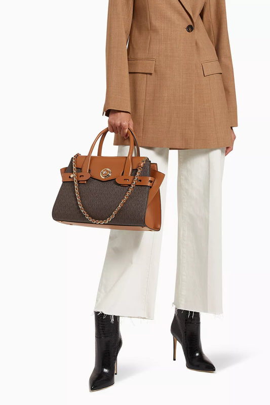 Michael Kors Carmen Large Flap Satchel Brown/Acorn