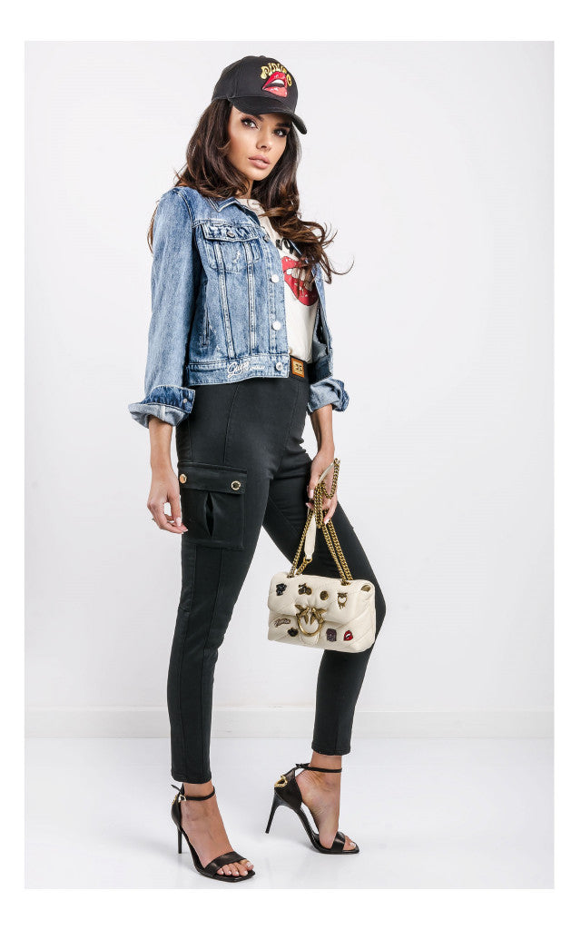 quilted leather love mini puff