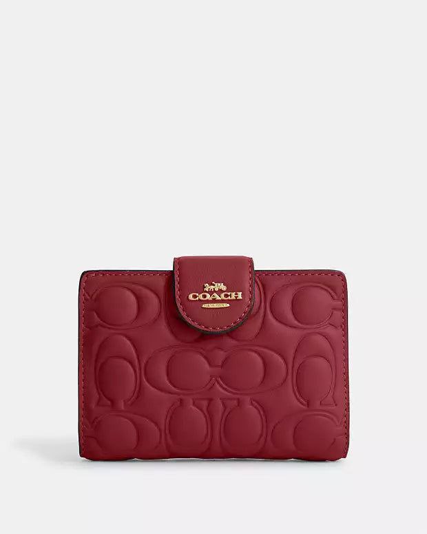 Coach Medium Corner Zip Wallet In Signature Canvas Gold