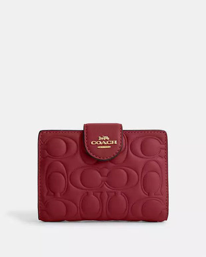 Coach Medium Corner Zip Wallet In Signature Canvas Gold