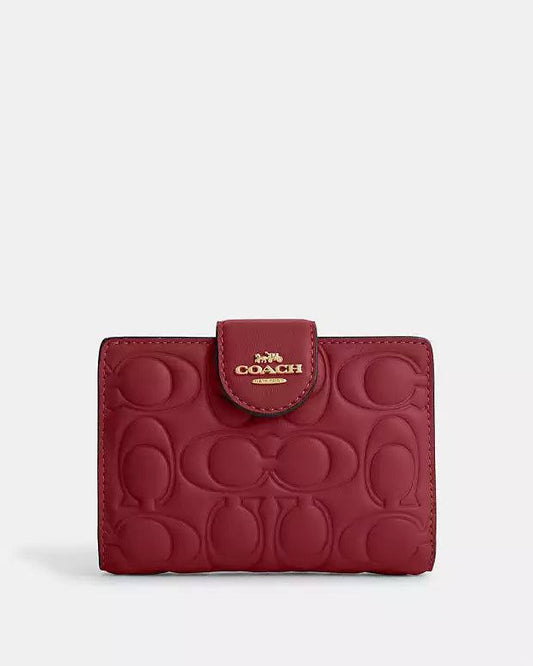 Coach Medium Corner Zip Wallet In Signature Canvas Gold