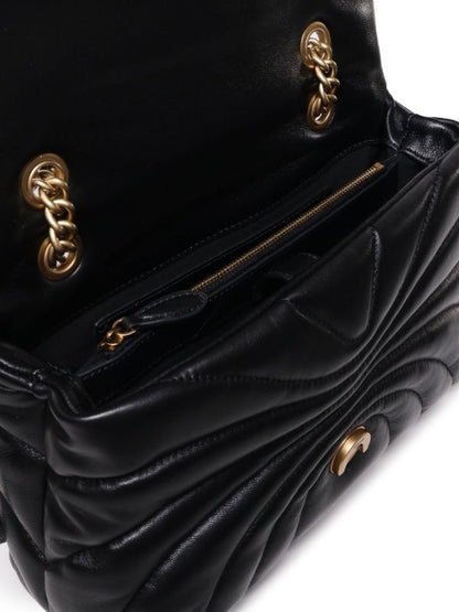 Love Puff Butterfly-quilt Crossbody Bag in Leather