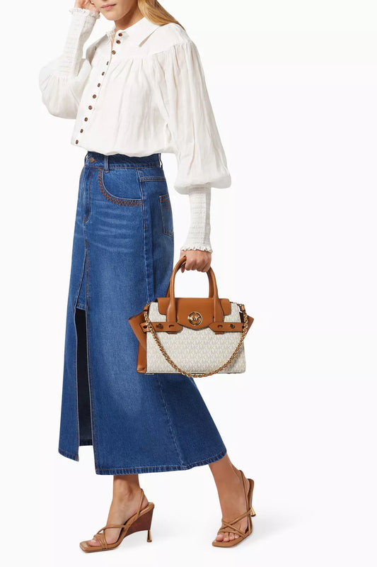 Michael Kors Carmen Large Flap Satchel Brown/Acorn