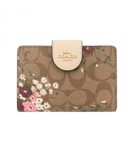 Coach Medium Corner Zip Wallet In Signature Canvas Gold