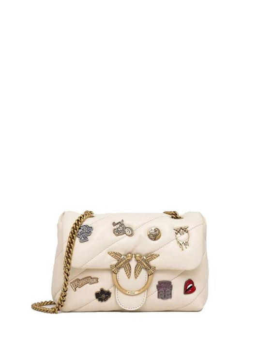 quilted leather love mini puff