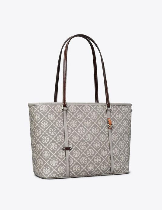T MONOGRAM UTILITY SMALL ZIP TOTE GRAY